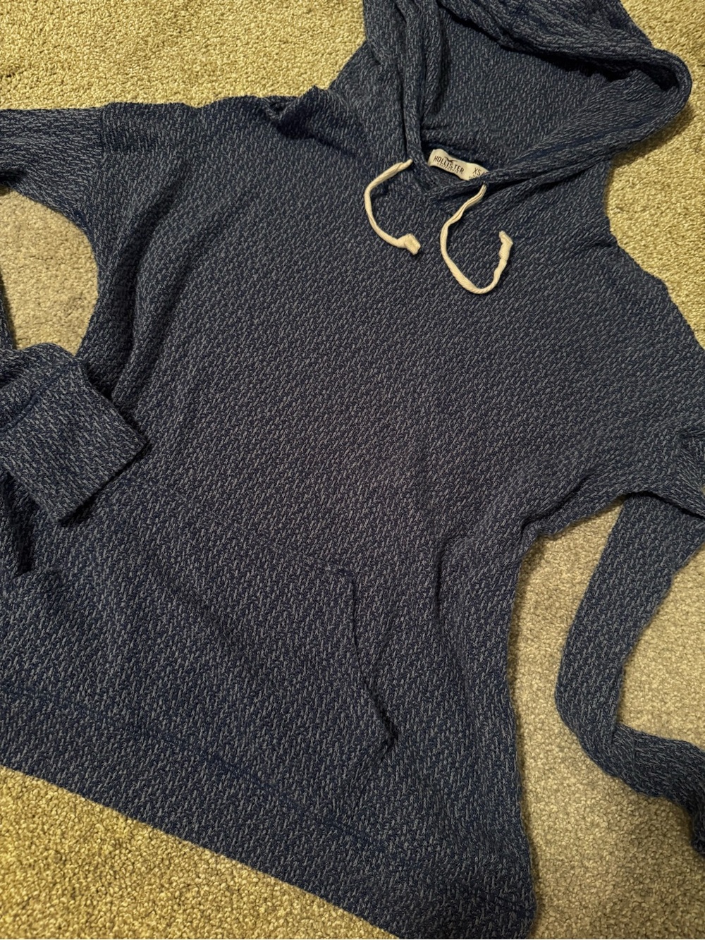 Hollister Navy Textured blue Hoodie Sweater